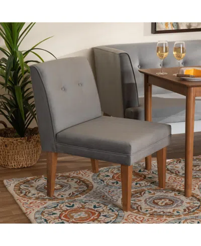 Baxton Studio Stewart 27" Wood Mid-century Dining Chair In Gray