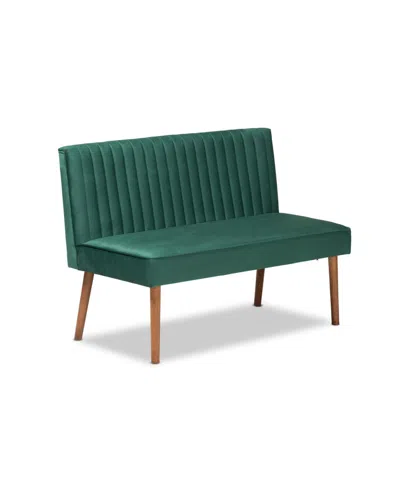 Baxton Studio Alvis 2-pc. Wood Mid-century Dining Nook Banquette Set In Green