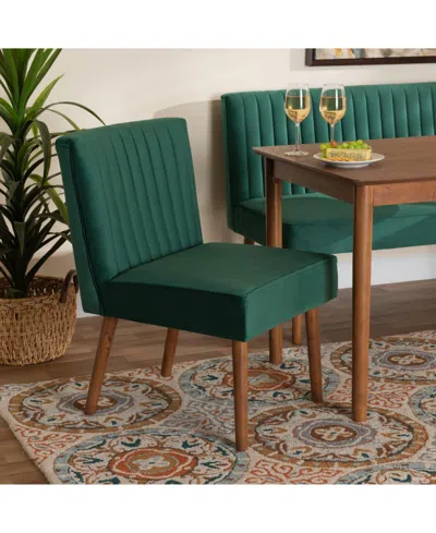 Baxton Studio Alvis 25" Wood Mid-century Dining Chair In Green