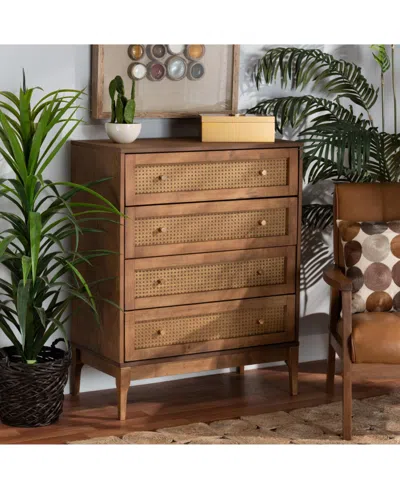Baxton Studio Ramiel 30.1" Rattan Mid-century Chest In Brown