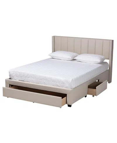Baxton Studio Boxton Studio Coronado 83.3" Mid-century Full Storage Platform Bed In Neutral