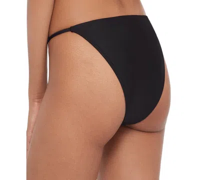 Steve Madden Womens Triangle Double Rings V Neck Top Strap Side Bikini Bottoms In Black