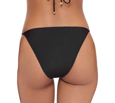 Steve Madden Womens Triangle Double Rings V Neck Top Strap Side Bikini Bottoms In Black