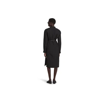 Gucci Cotton Poplin Dress With Horsebit Belt In Black