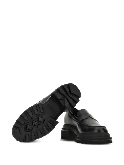 Hogan 10-storey Smooth Leather And Workwear Sole Loafers In Black