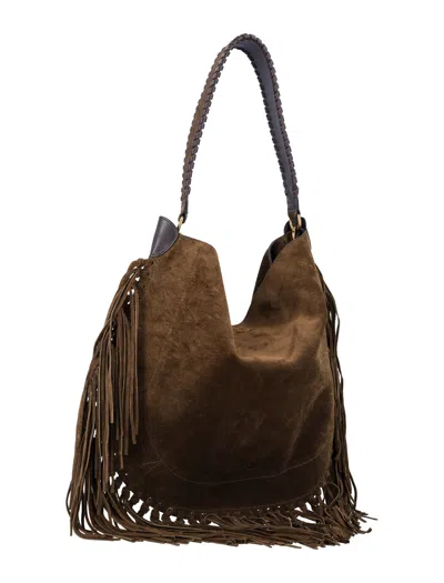 Isabel Marant Oskan Hobo Soft Shoulder Bag In Brown Suede