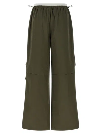 Alexander Wang Double Layer Waist Trousers Pants Green In Brown