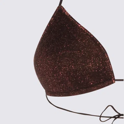 Oseree Chocolate Lumiere 80s Bikini Beachwear In Brown