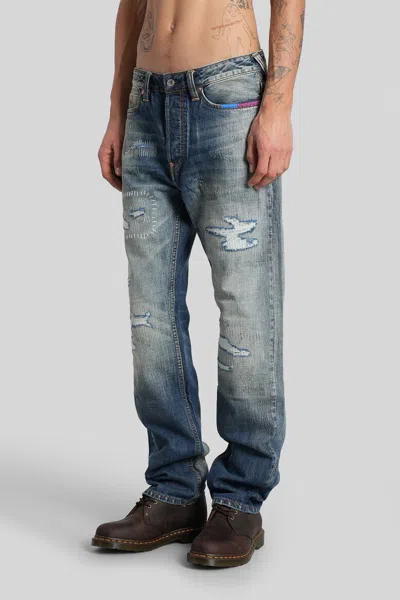 Evisu Distressed Jeans In Blue