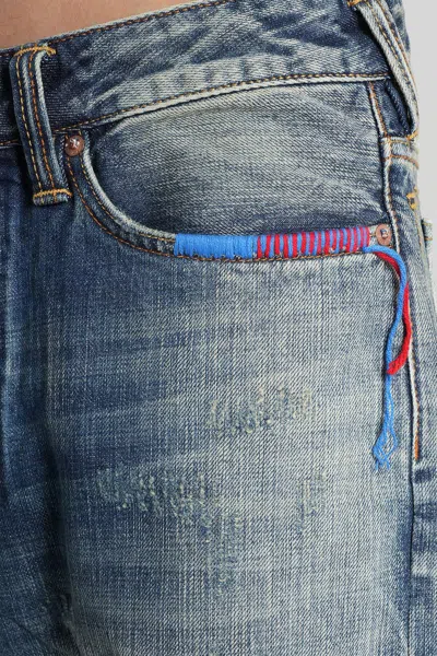 Evisu Distressed Jeans In Blue