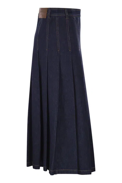 Weekend Max Mara Wkdovale - Denim Pleated Skirt In Blue