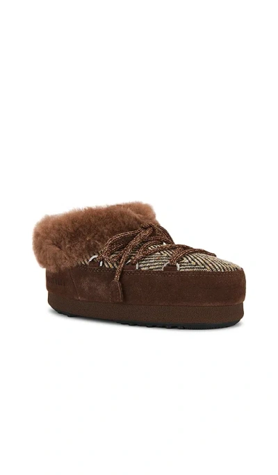 Moon Boot X Guest In Residence Suede Shearling-trim Chalet Mules In Brown