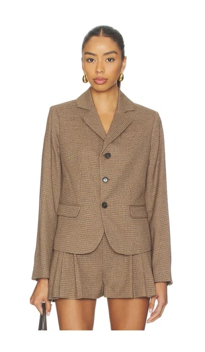 Frame The Plaid Smart Blazer In Brown