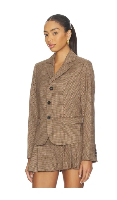 Frame The Plaid Smart Blazer In Brown