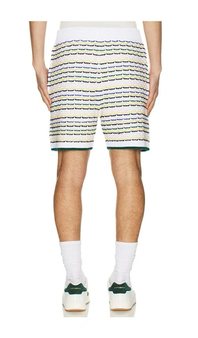 Casablanca Men White Crochet Cotton Tuck Stitch Shorts In Multi
