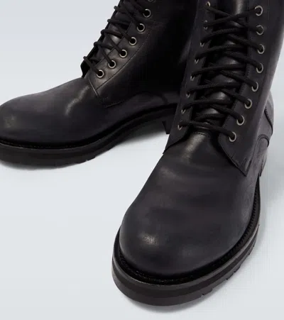 The Row Leather Combat Boots In Black