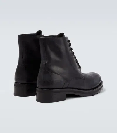 The Row Leather Combat Boots In Black