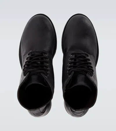 The Row Leather Combat Boots In Black