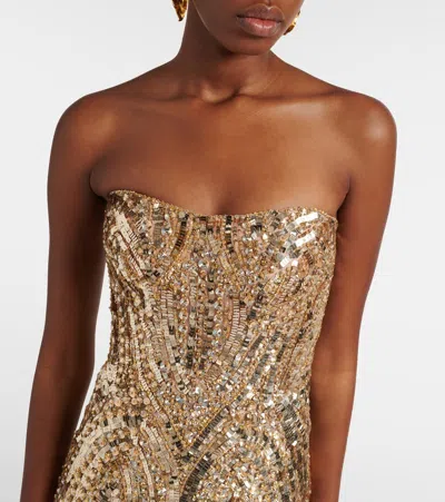 Jenny Packham Euphoria Sequined Gown In Gold