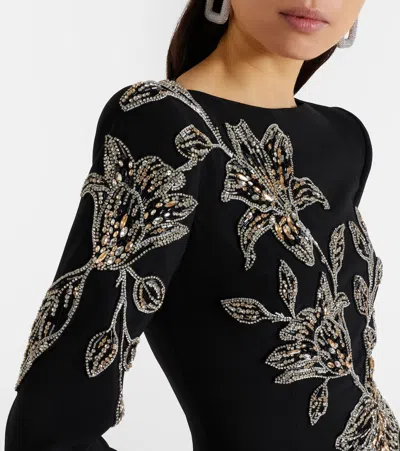 Jenny Packham Slipper Orchid Floral-embellished Maxi Dress In Black