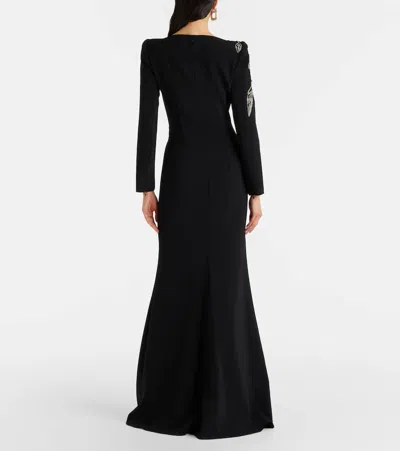 Jenny Packham Slipper Orchid Floral-embellished Maxi Dress In Black