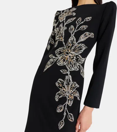 Jenny Packham Slipper Orchid Floral-embellished Maxi Dress In Black