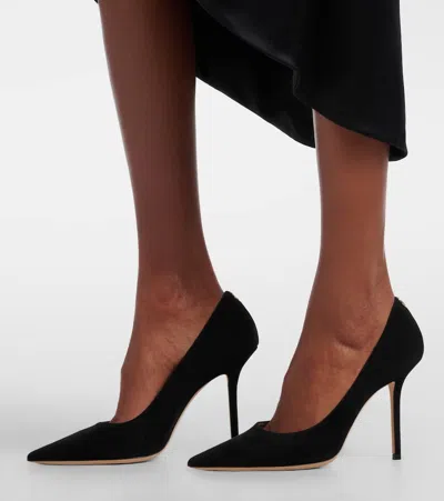 Jimmy Choo Pointed Toe Black Leather Pumps In Black