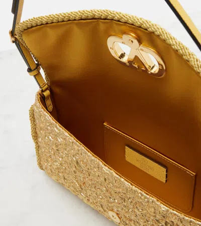 Valentino Garavani Mini Structured Handbag With Signature Detailing In Gold