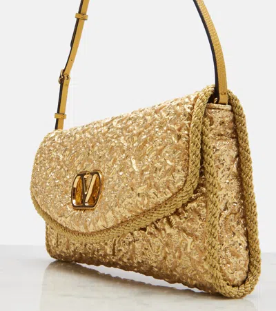 Valentino Garavani Mini Structured Handbag With Signature Detailing In Gold