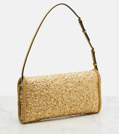Valentino Garavani Mini Structured Handbag With Signature Detailing In Gold