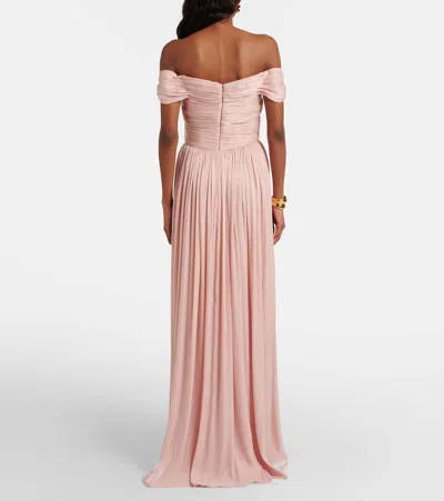 Costarellos Draped Off-shoulder Gown In Pink