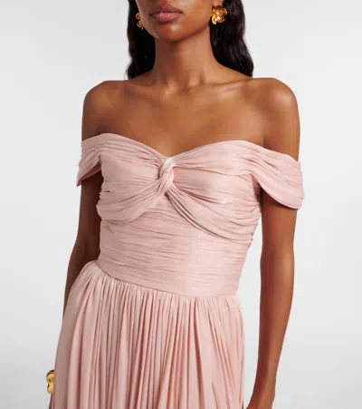 Costarellos Draped Off-shoulder Gown In Pink