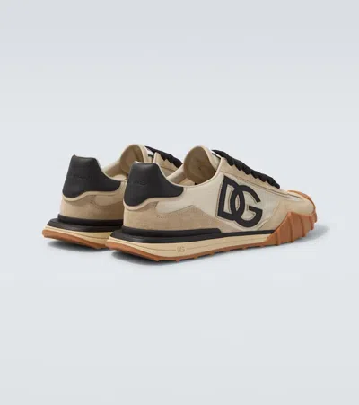 Dolce & Gabbana Dg Athletic Black Low Top Sneakers With Logo Patch On The Tongue And Maxi Logo On The Side In Suede 