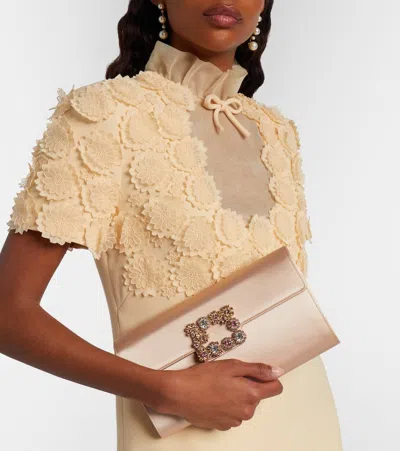 Roger Vivier Efflorescence Embellished Satin Clutch In Pink