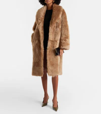 Nour Hammour Anaïs Shearling Coat In Brown