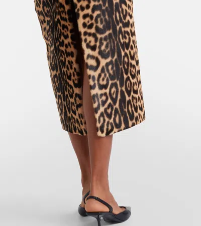 Nour Hammour Elyse Leopard-print Shearling Pencil Skirt In Brown