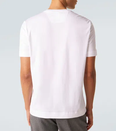 Zegna Slim-fit Logo-embroidered Cotton-jersey T-shirt In White