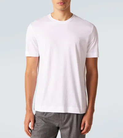 Zegna Slim-fit Logo-embroidered Cotton-jersey T-shirt In White
