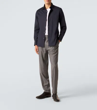 Zegna Slim-fit Logo-embroidered Cotton-jersey T-shirt In White