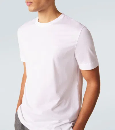 Zegna Slim-fit Logo-embroidered Cotton-jersey T-shirt In White