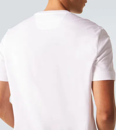 Zegna Slim-fit Logo-embroidered Cotton-jersey T-shirt In White