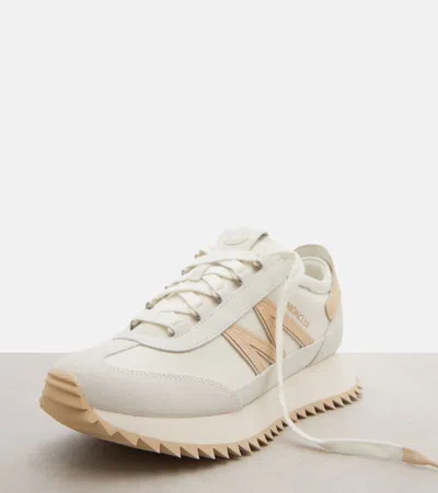 Moncler Pacey2 Sneaker In White Canvas And Leather In White