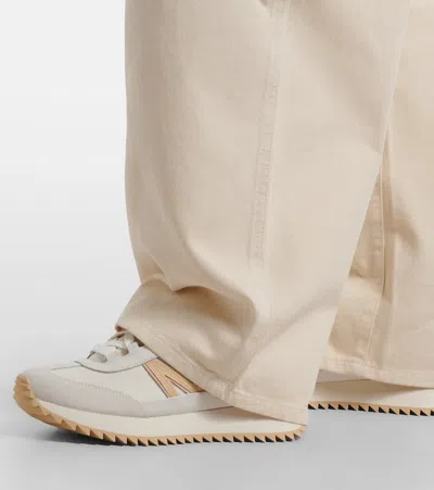 Moncler Pacey2 Sneaker In White Canvas And Leather In White