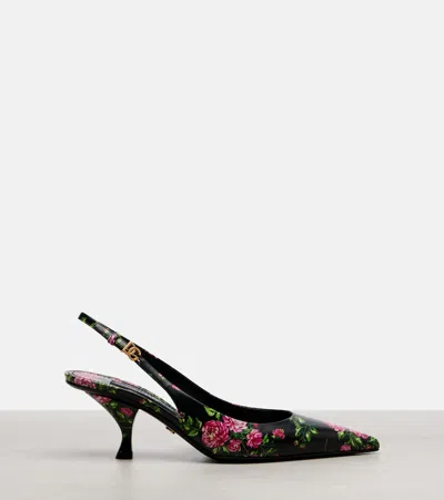 Dolce & Gabbana Women Lollo Slingback In Printed Leather In Black