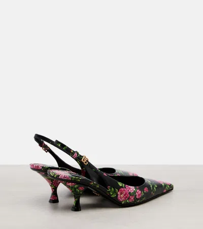 Dolce & Gabbana Women Lollo Slingback In Printed Leather In Black