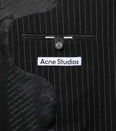 Acne Studios Striped Double-breasted Blazer In Black