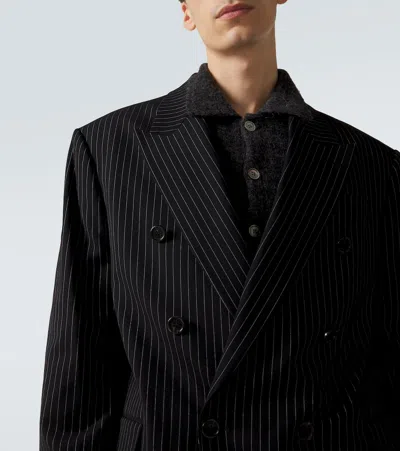 Acne Studios Striped Double-breasted Blazer In Black