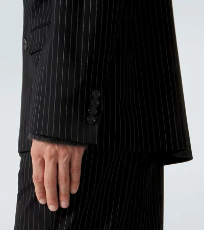 Acne Studios Striped Double-breasted Blazer In Black