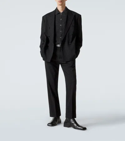 Acne Studios Striped Double-breasted Blazer In Black