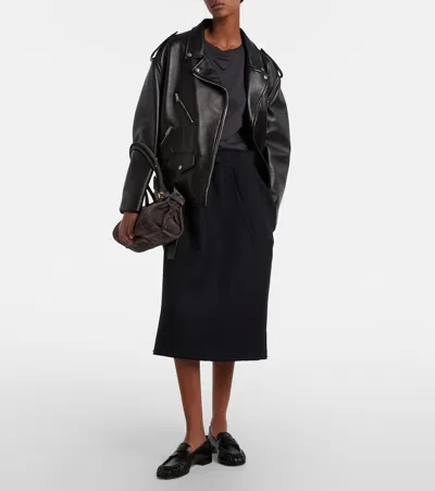 Prada Leather Biker Jacket In Black